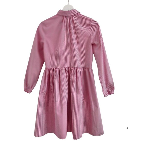 J.Crew  Pink & White Striped Shirt Dress Button Front, Long Sleeve Size 0 EUC - Picture 3 of 4